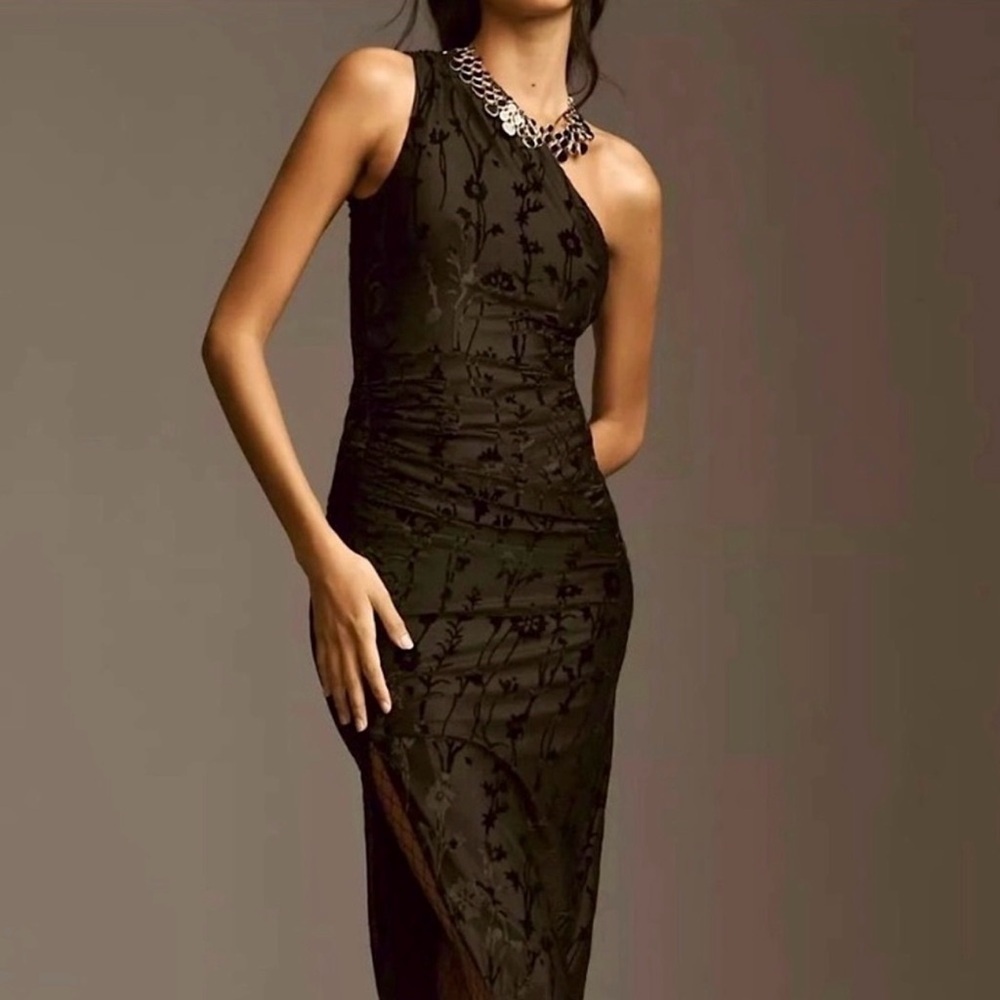 Anthropology Hutch Size L Elegant Black One-Shoulder Dress New With Tags !!